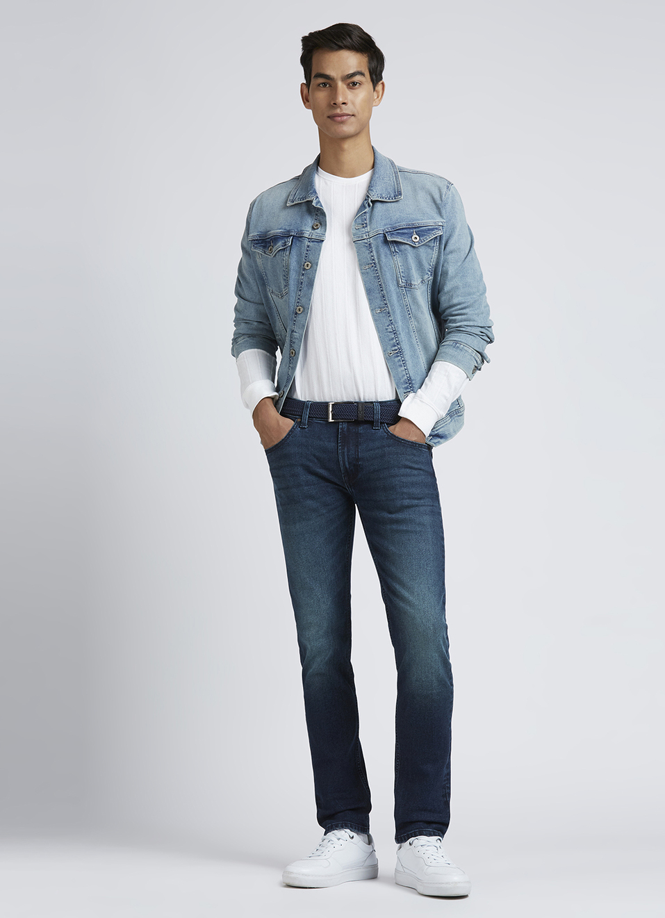 Danial Blue Low Waist Tapered Jeans, , large image number 1