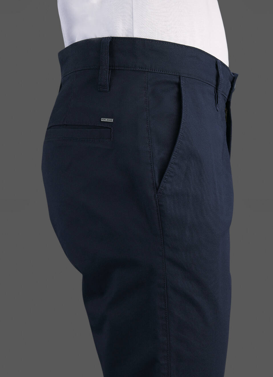 Men Navy Blue Mid Rise Straight Fit Chino Pants, , large image number 4