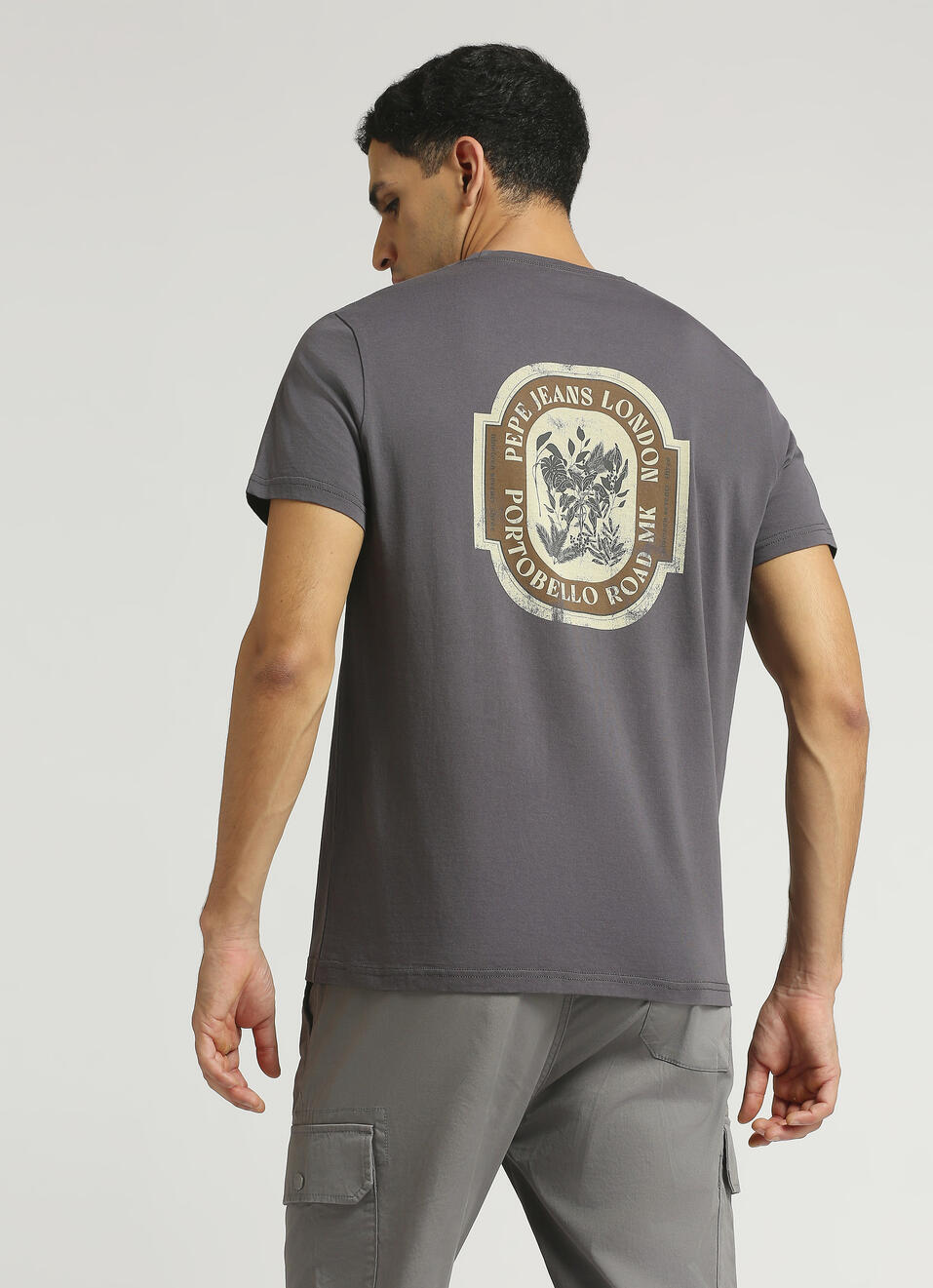 Grey Back Print Short Sleeve T-shirt, , large image number 2