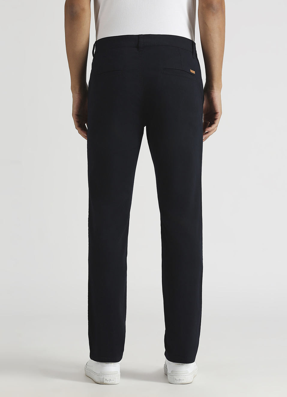 Men Navy Mid Rise Stretch Chinos, , large image number 3
