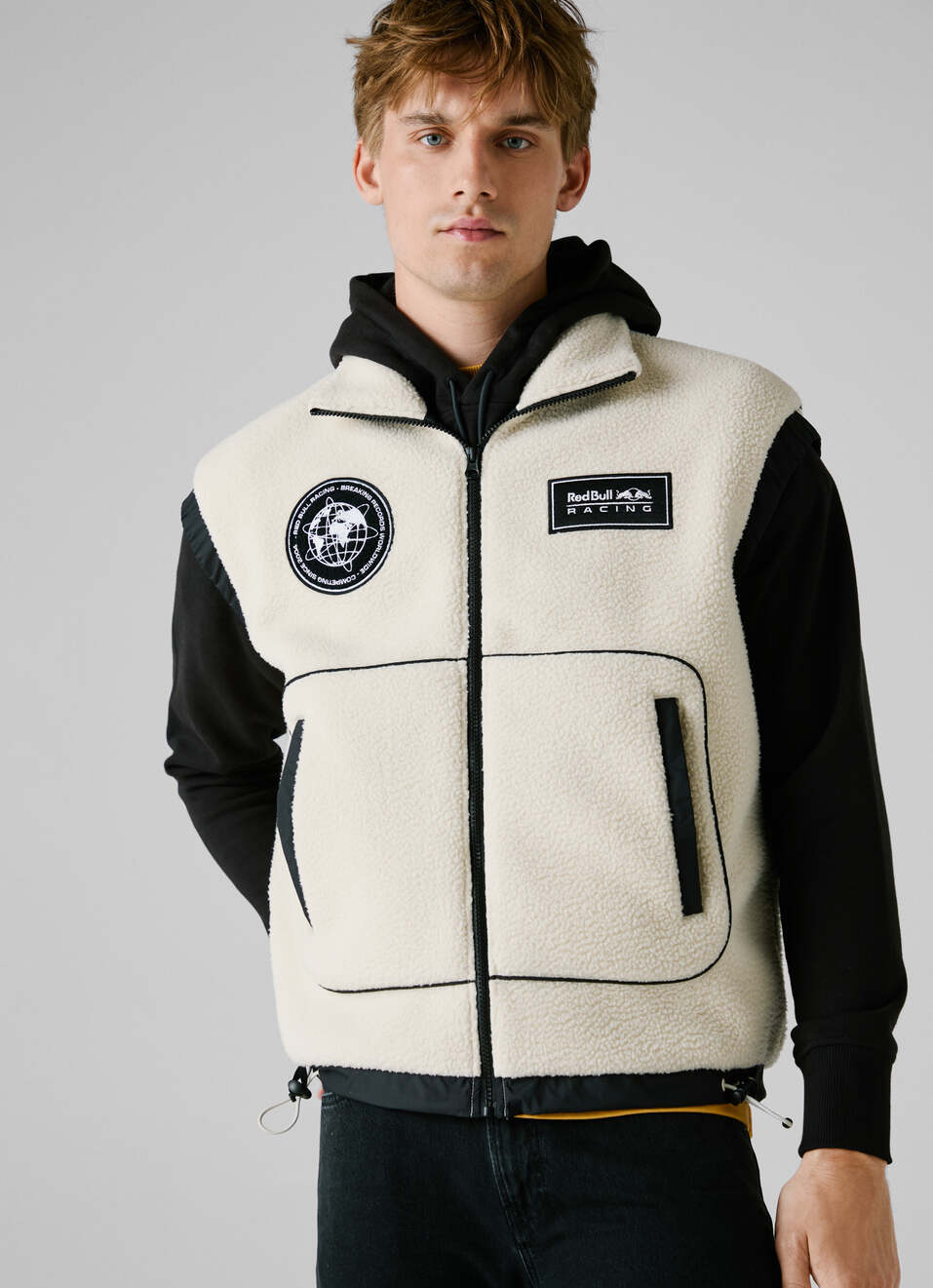 Red Bull Racing X Pepe Jeans Ecru Fleece Color Block Gilet, , large image number 2