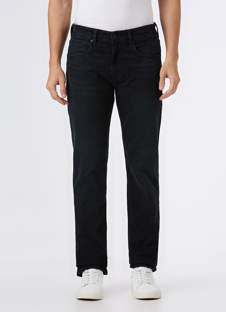 Men Black Mid Rise Straight Fit Jeans, , large image number 2