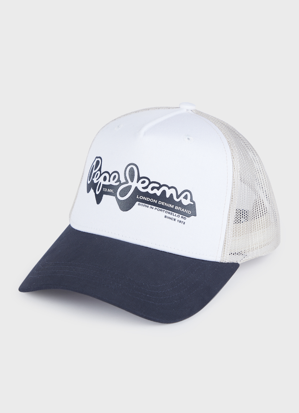 Men Navy & White Trucker Cap With Mesh Back, , large image number 0