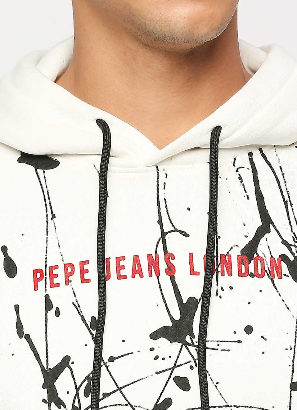 White Printed Hooded Sweatshirt, , large image number 4