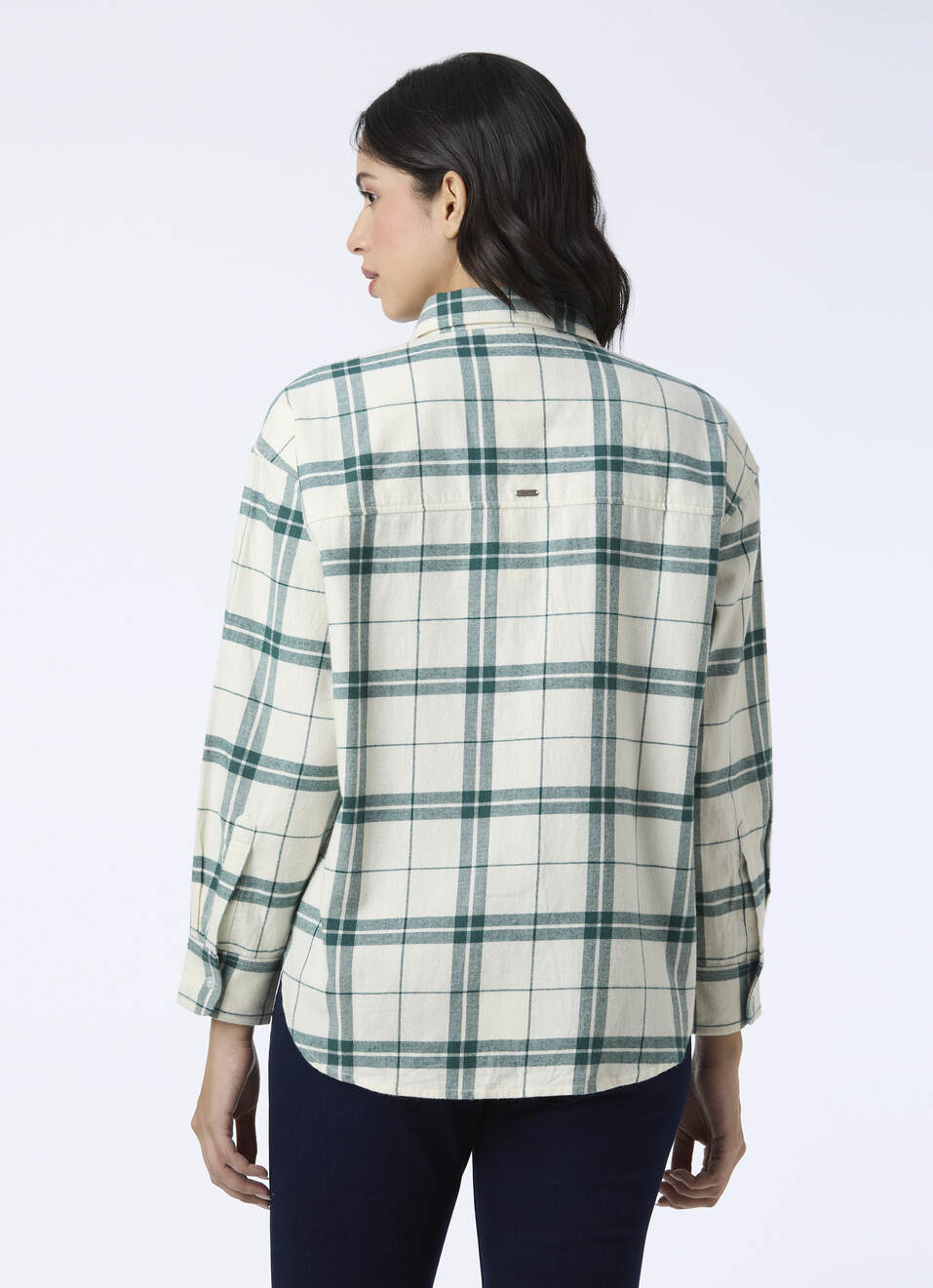 Women Green Check Oversized Shirt, , large image number 2