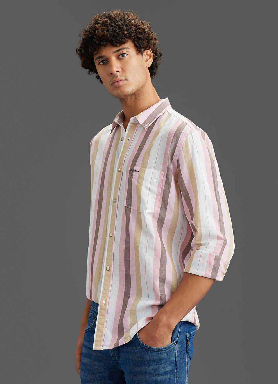 Men Pink Multi-stripe Regular Fit Shirt, , large image number 7