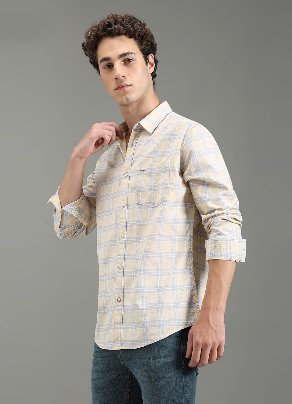 Men Yellow Checks Full Sleeves Shirt, , large image number 7