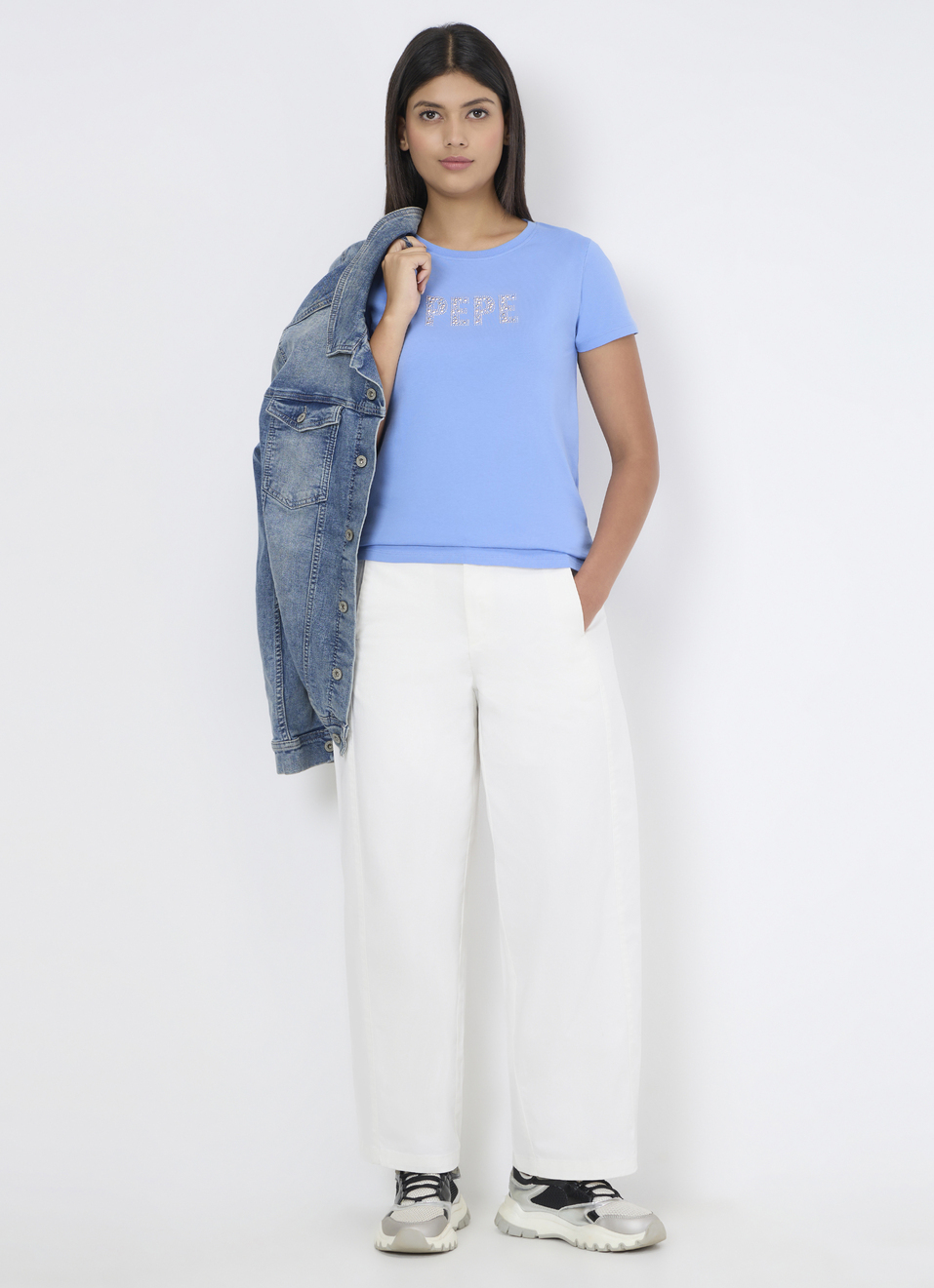 Women Blue Embellished T-shirt, , large image number 5
