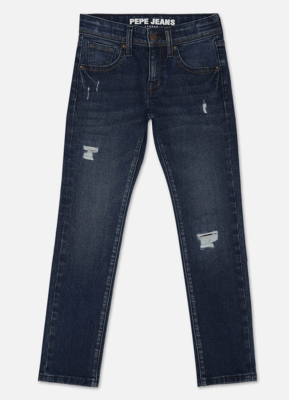 Boys Dark Blue Mid Rise Slim Fit Jeans, , large image number 0