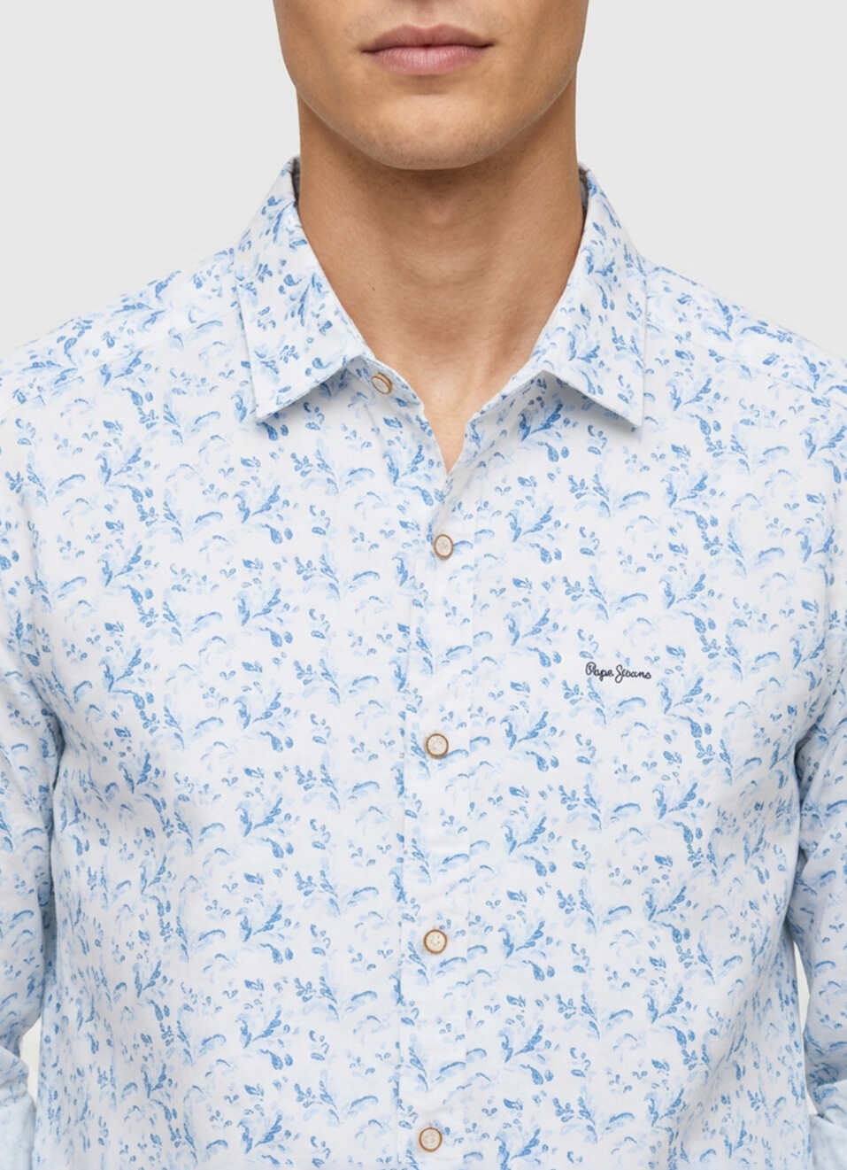 Men Blue Printed Oxford Long Sleeve Shirt, , large image number 4