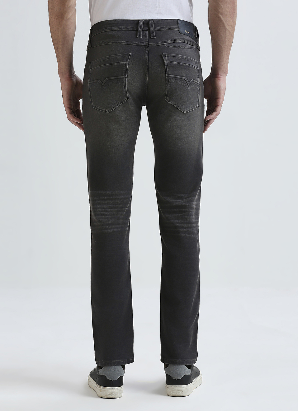 Vapour Grey Mid Waist Stretch Jeans, , large image number 3