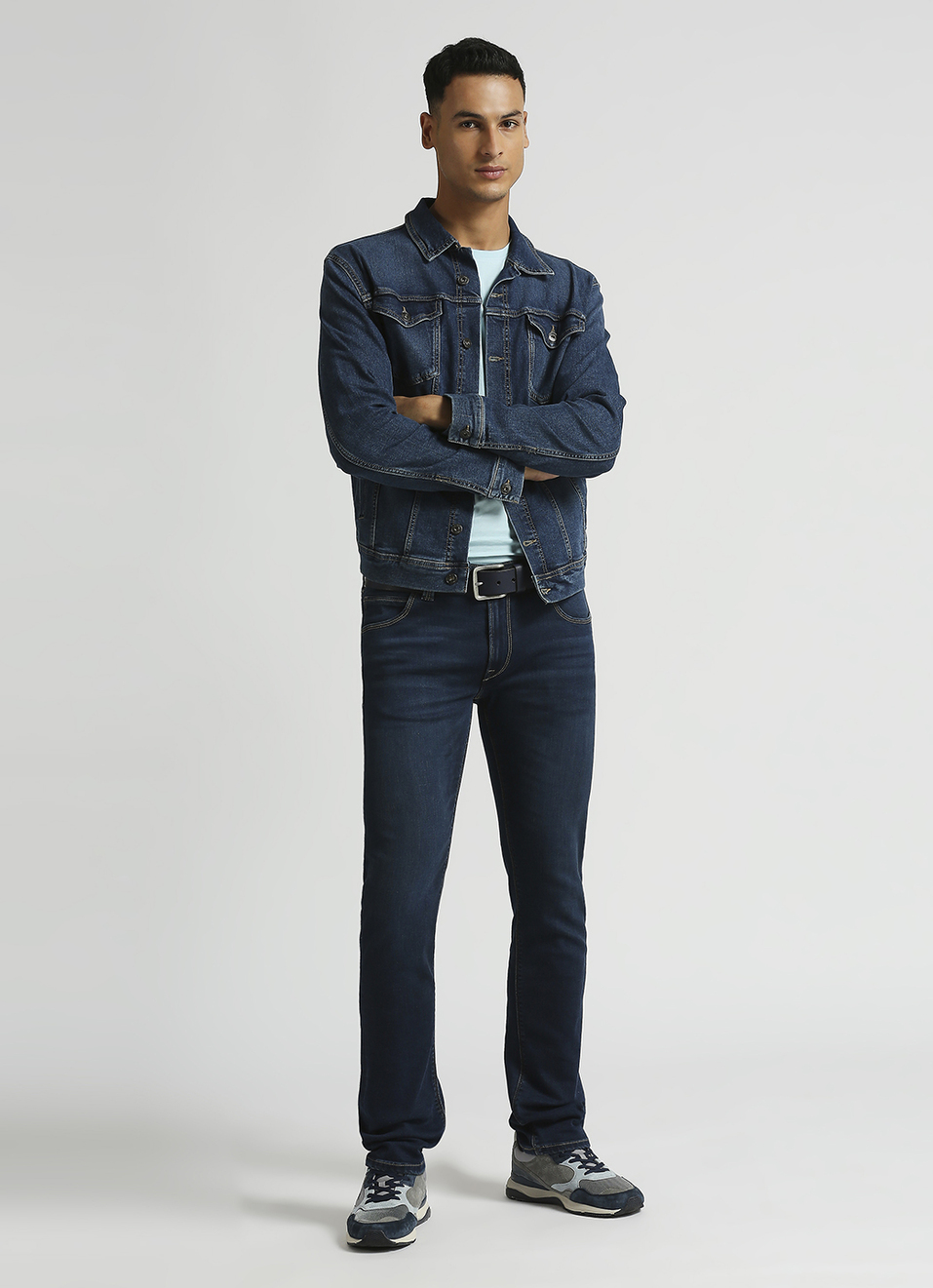 Vapour Dark Blue Mid Rise Slim Fit Jeans, , large image number 1