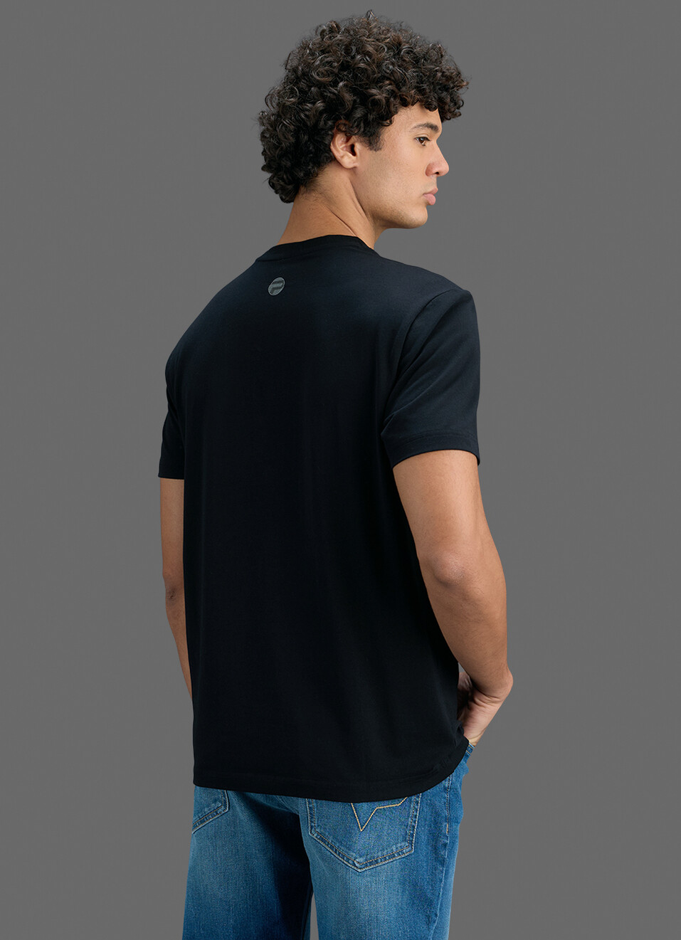 Men Black Slim Printed T-shirt, , large image number 7