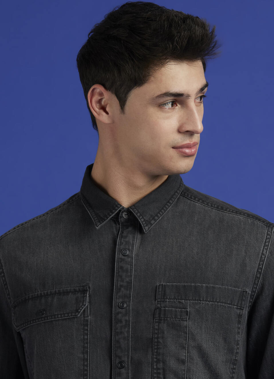 Black Full Sleeve Denim Shirt, , large image number 4