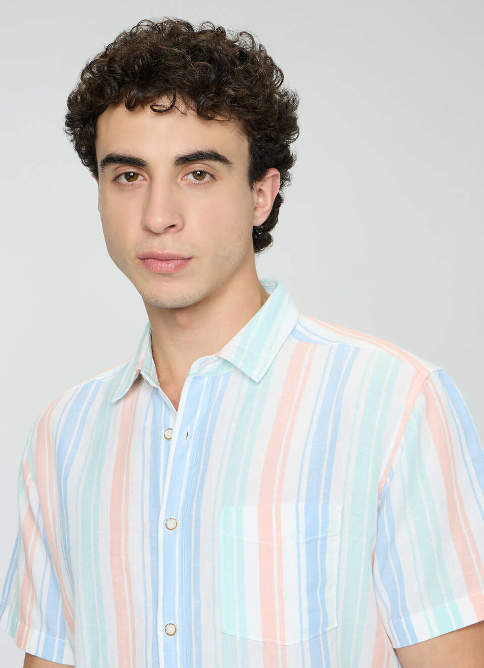 Men Blue Striped Shirt, , large image number 4