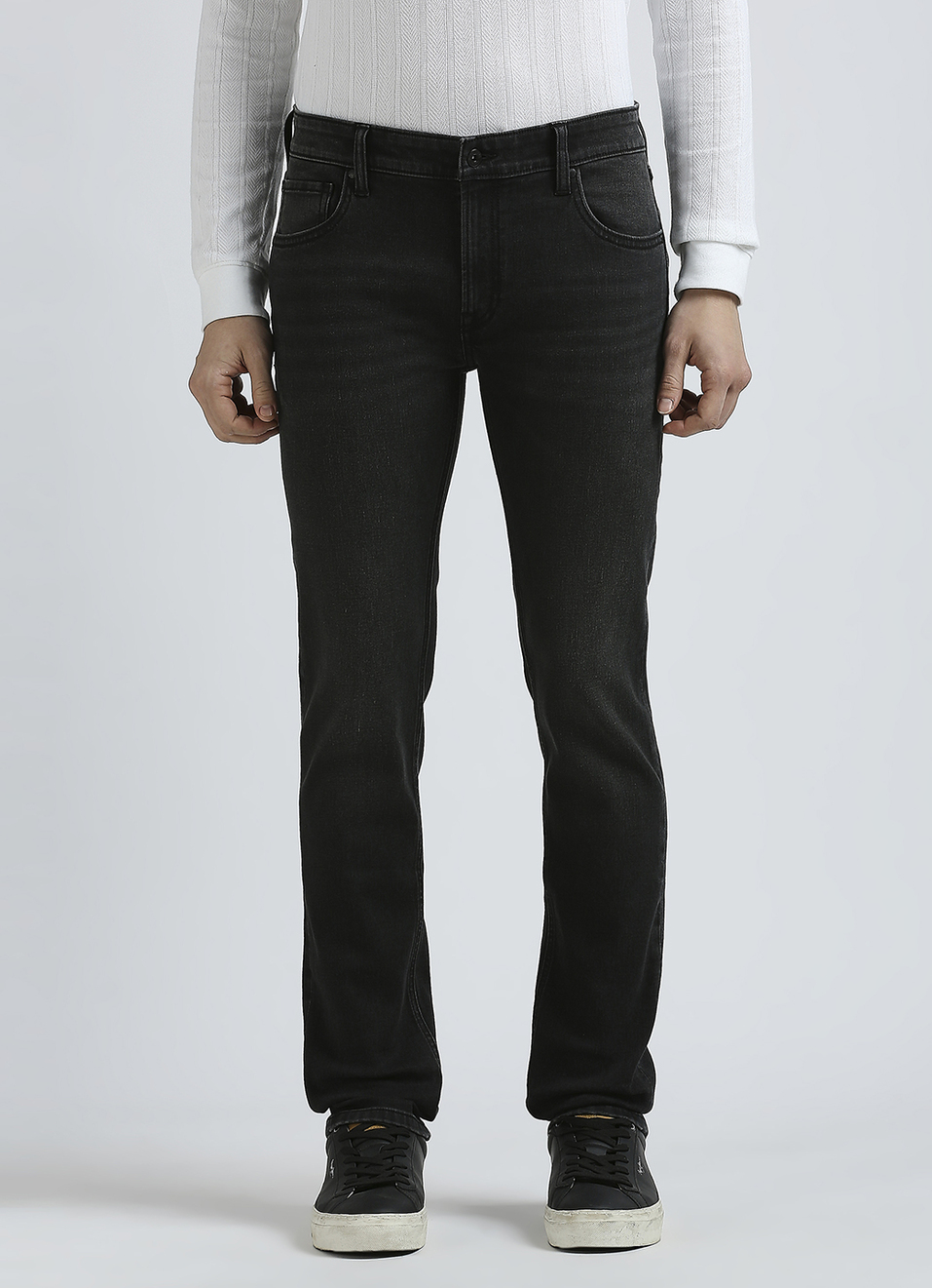 Vapour Black Mid Rise Slim Jeans, , large image number 2