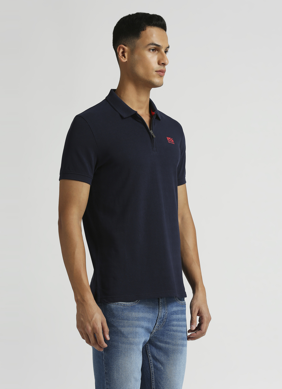 Navy Solid Short Sleeve Polo, , large image number 2