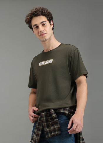 Men Green Graphic Relaxed Fit T-shirt