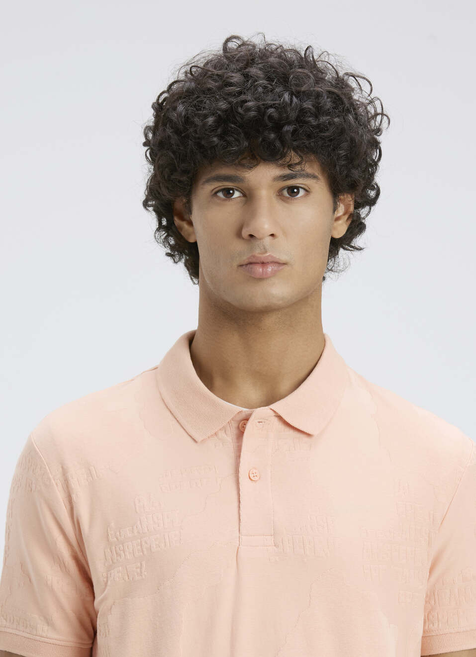 Men Light Orange Typographic Print Short Sleeve Polo, , large image number 4