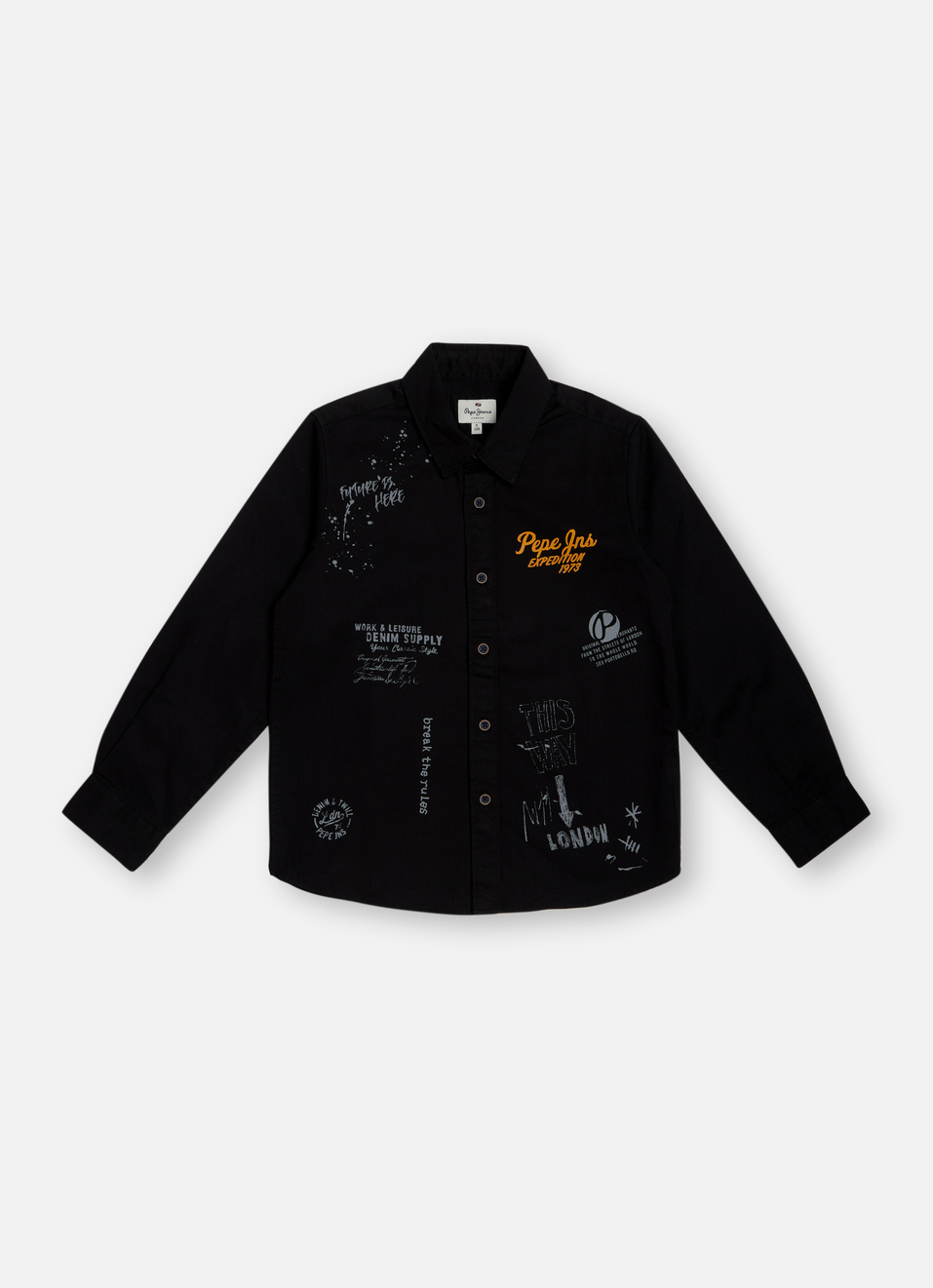 Boys White Placement Print Full Sleeve Shirt, , large image number 0