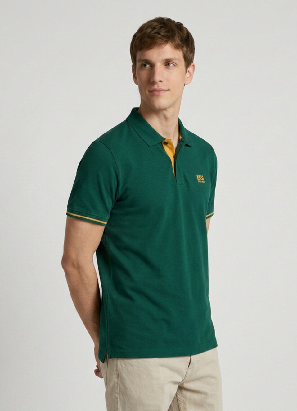 Men Green Solid Polo T-shirt, , large image number 3