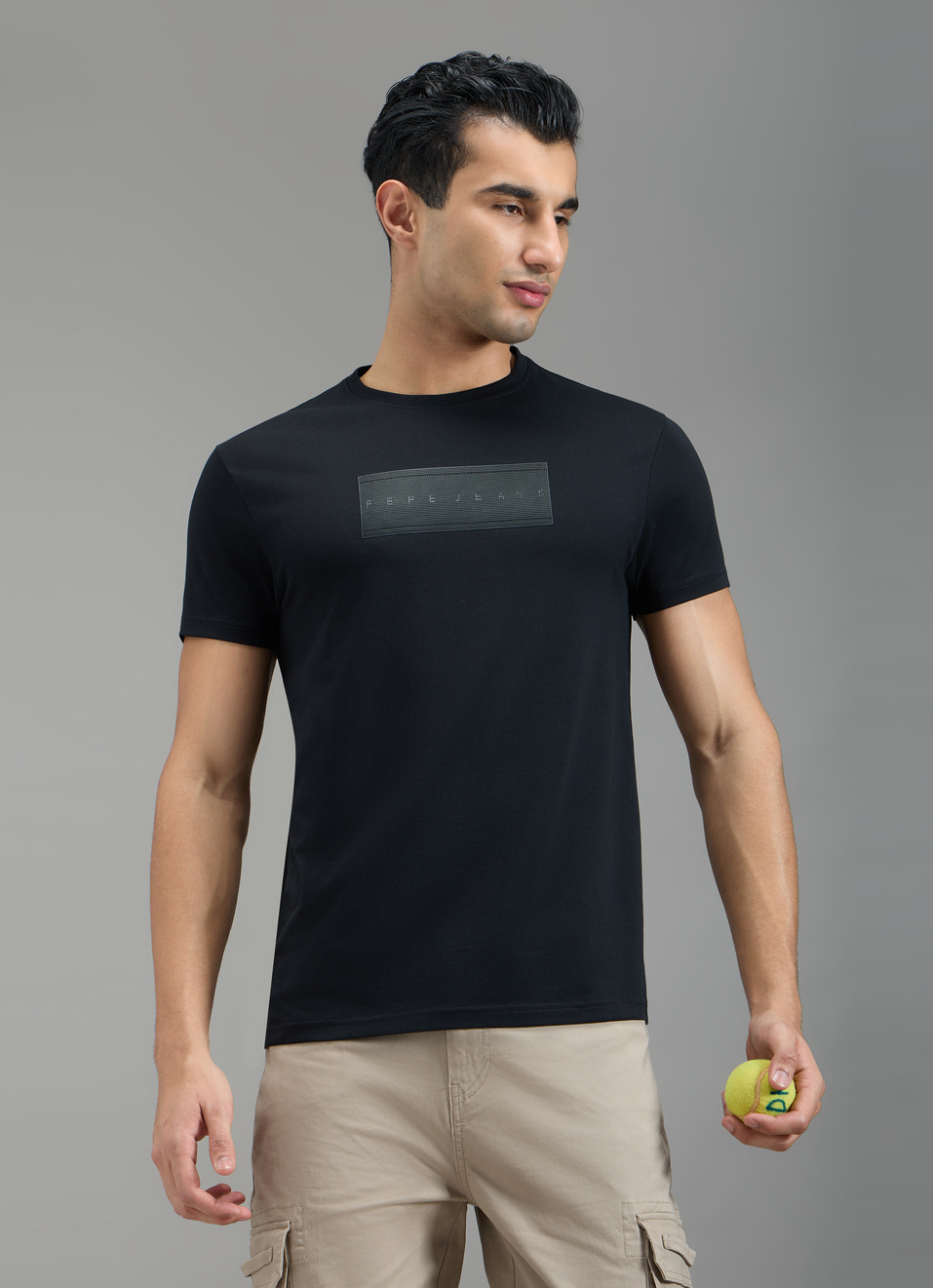 Men Black Typographic Print Slim Fit T-shirt, , large image number 1