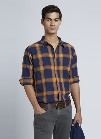 Navy Check Full Sleeve Shirt