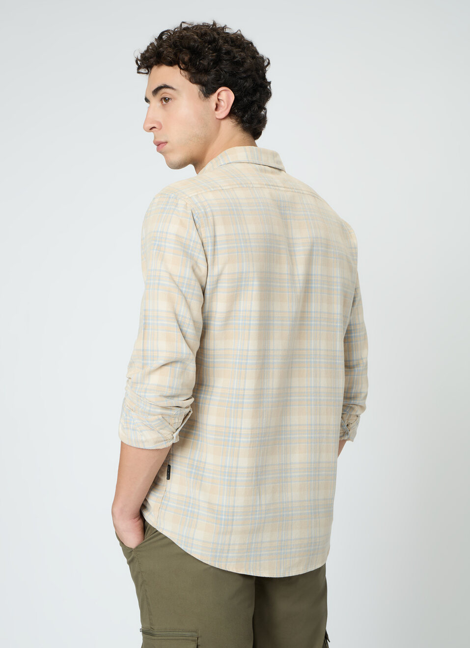 Men Beige Check Full Sleeve Shirt, , large image number 2