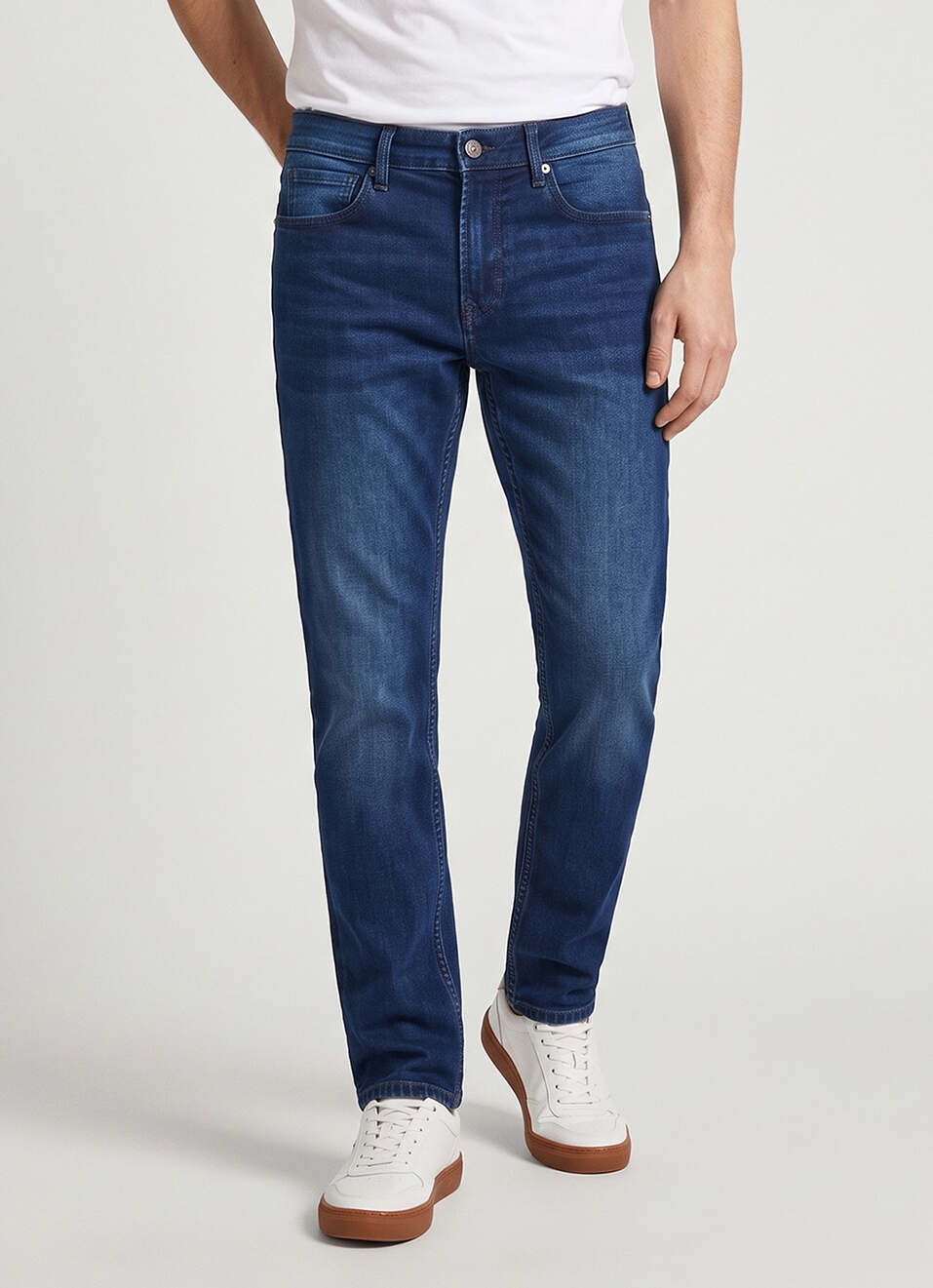 Men Dark Blue Slim Stretchable Jeans, , large image number 2