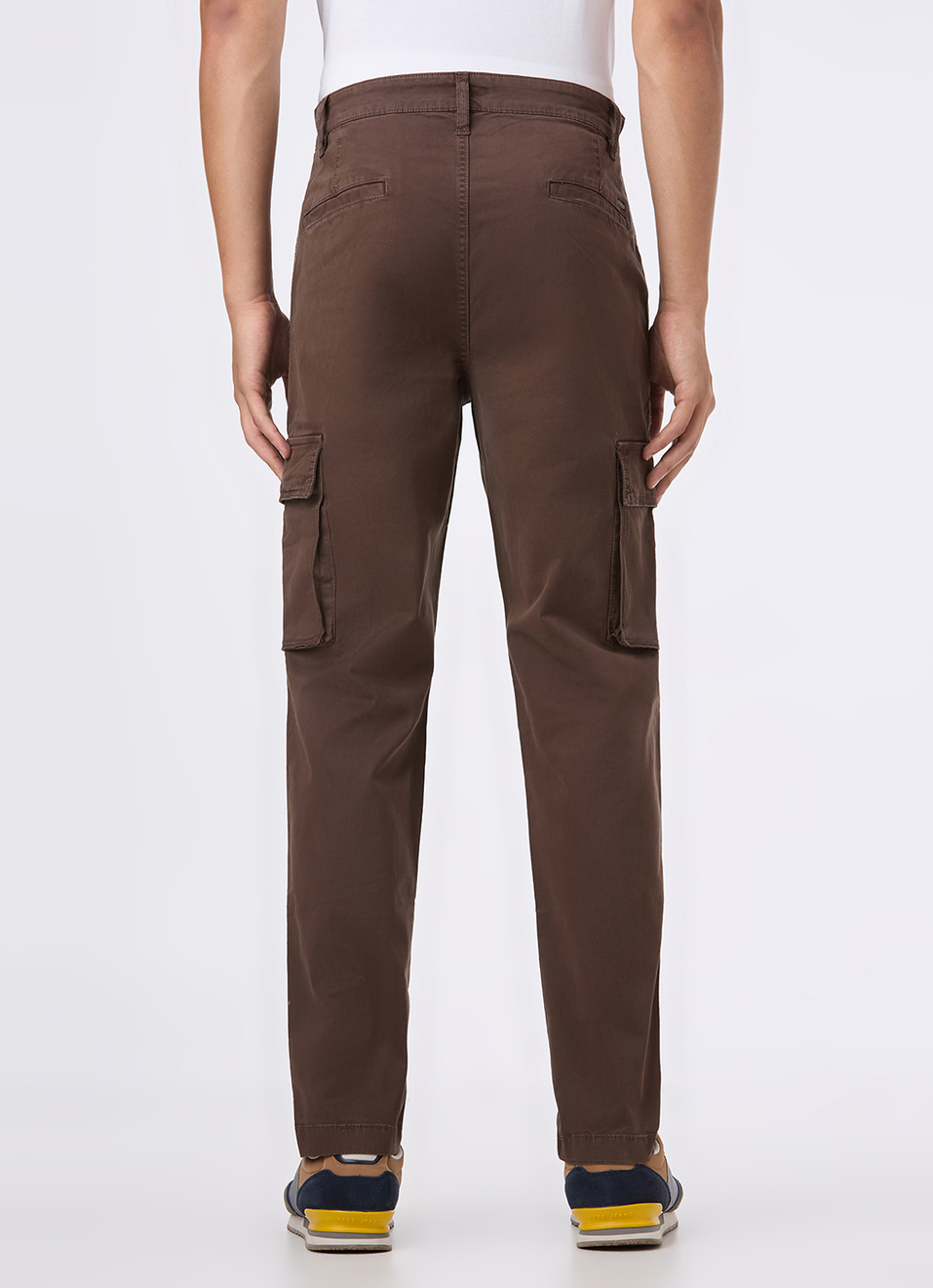 Men  Brown Overdyed Mid Rise Utility Stretch Cargo Pants, , large image number 3