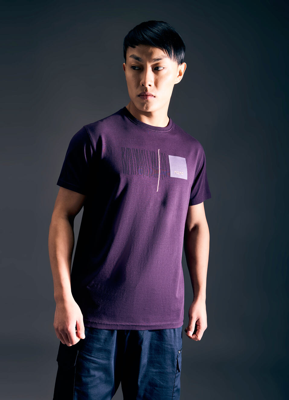 Men Purple Geometric Print Short Sleeve T-shirt, , large image number 1