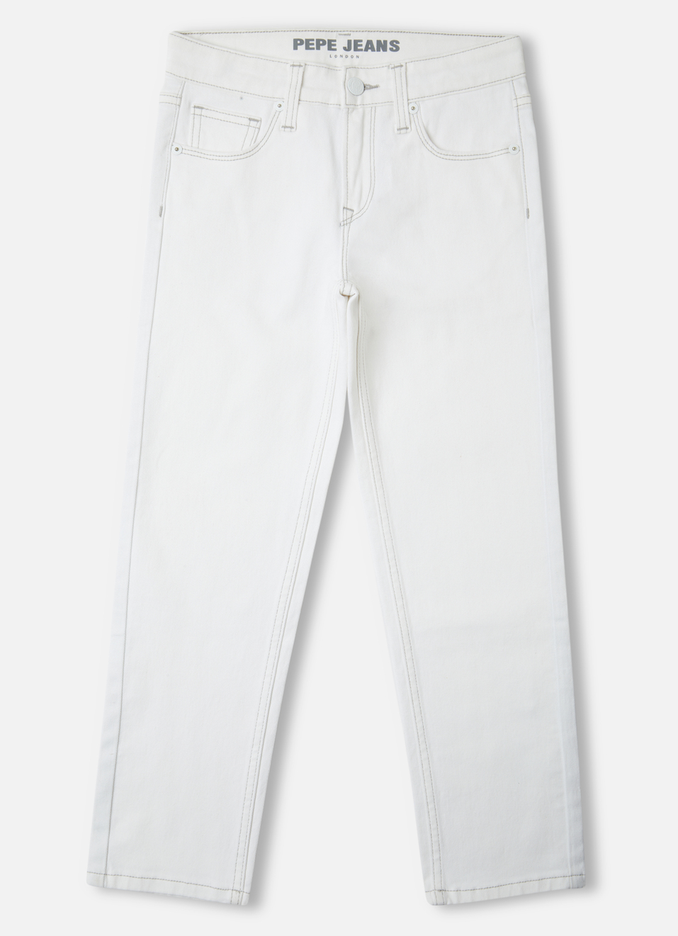 Boys Skater White Mid Rise Slim Fit Jeans, , large image number 0