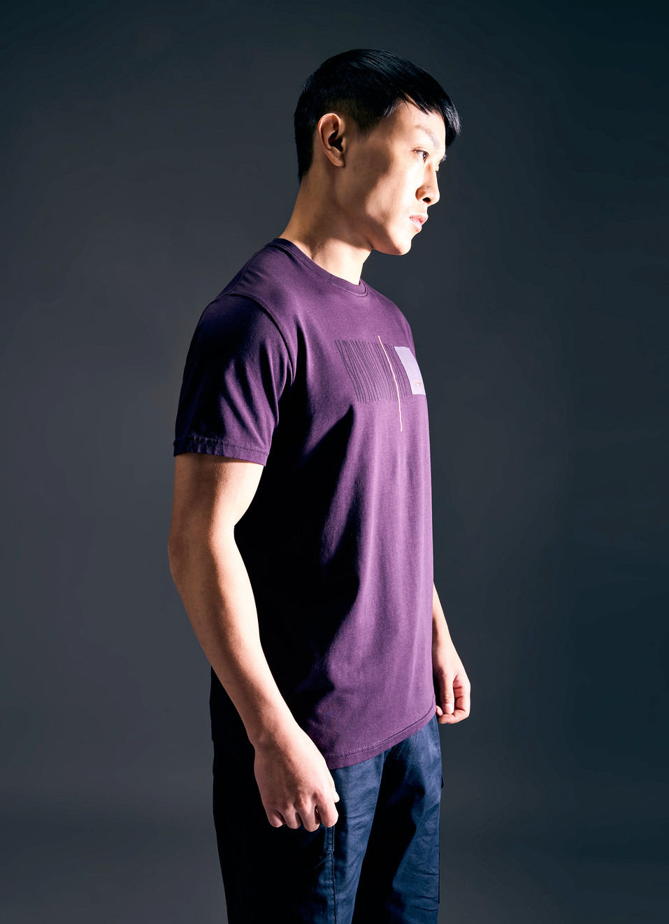 Men Purple Geometric Print Short Sleeve T-shirt, , large image number 3