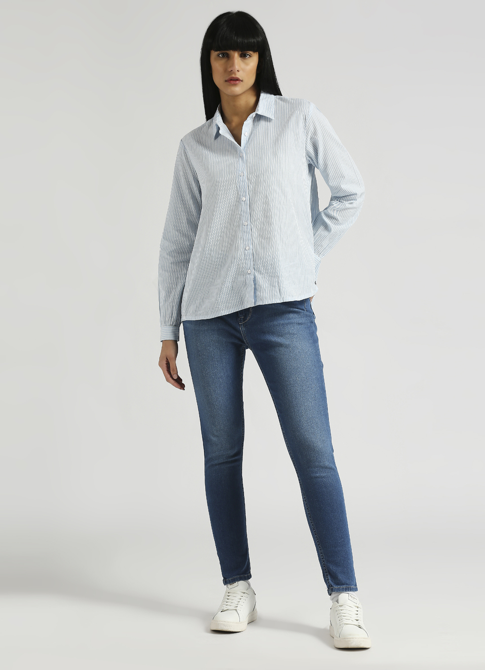 Blue Narrow Stripes Long Sleeve Shirt, , large image number 5