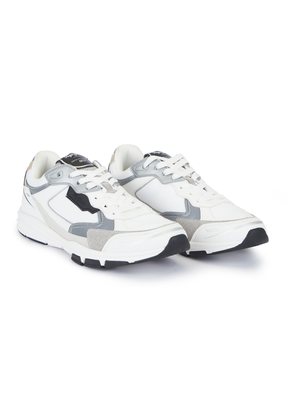 Men White Pu & Suede Leather Chunky Sneakers, , large image number 2