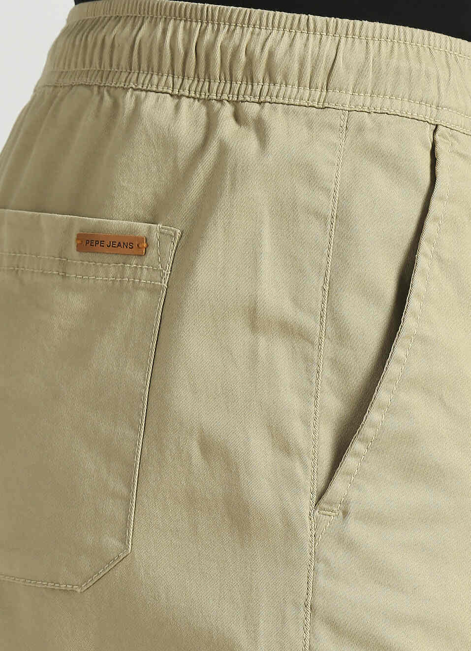 Khaki Solid Stretch Cargo Joggers, , large image number 4