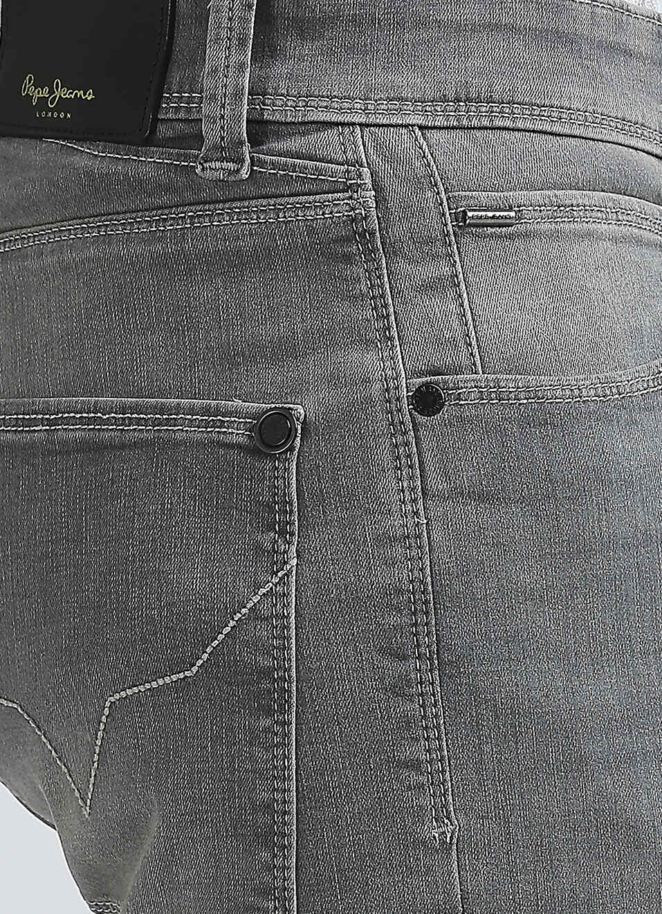 Vapour Grey Mid Rise Slim Powerflex Jeans, , large image number 4