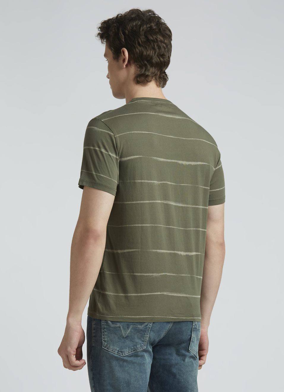 Green Horizontal Stripes Short Sleeve T-shirt, , large image number 2