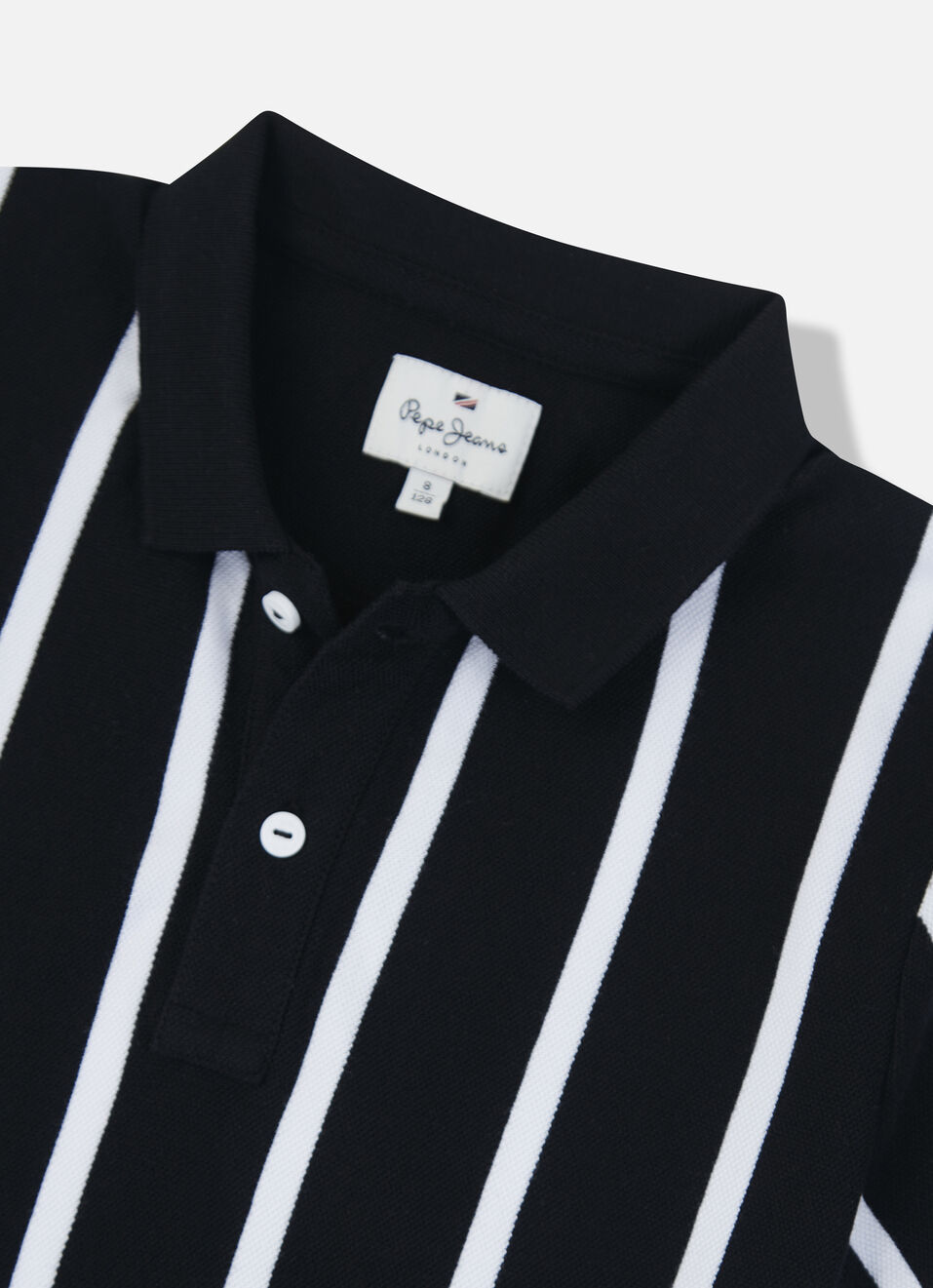 Boys Black Engineered Vertical Stripe Polo, , large image number 2