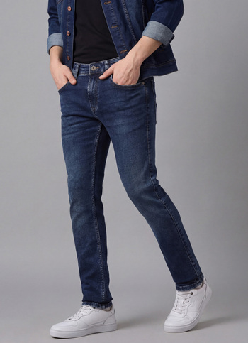 Men Blue Mid Rise Slim Fit Powerflex Jeans