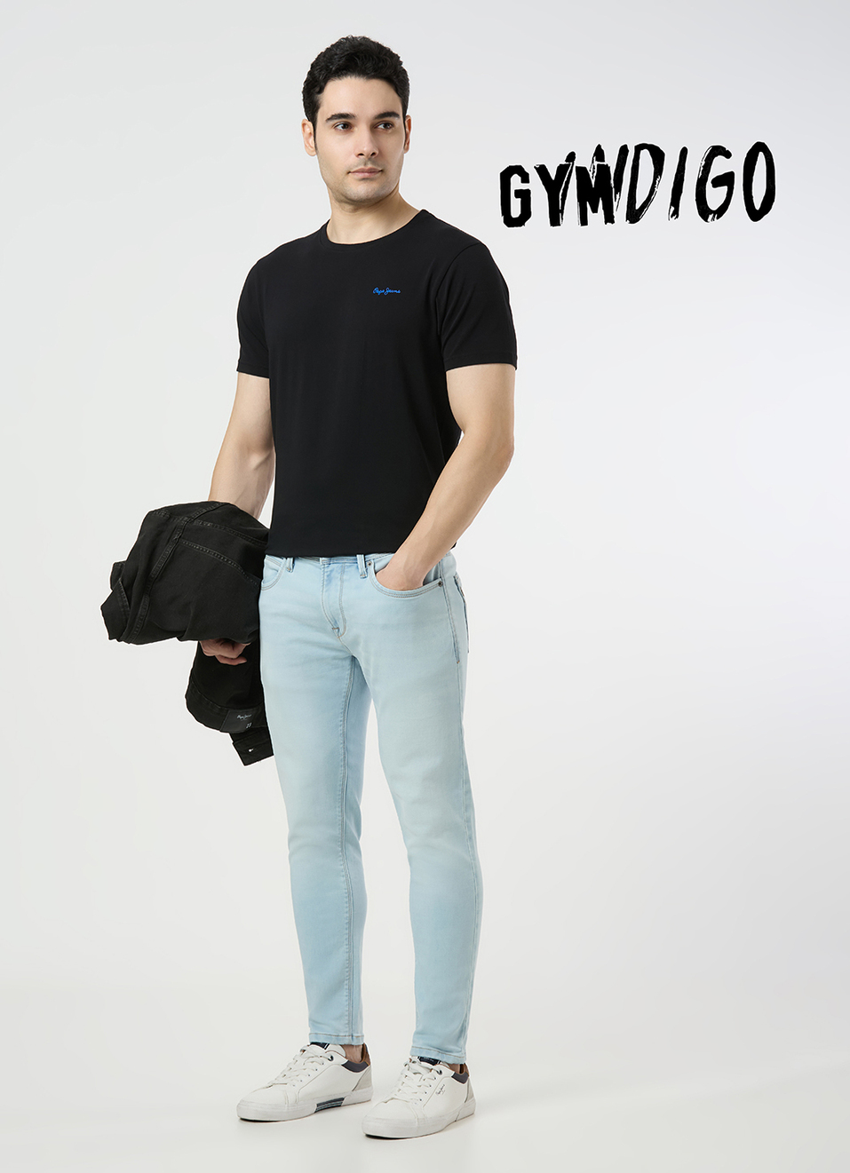 Men Blue Mid Rise Skinny Fit Gymindigo Jeans, , large image number 1