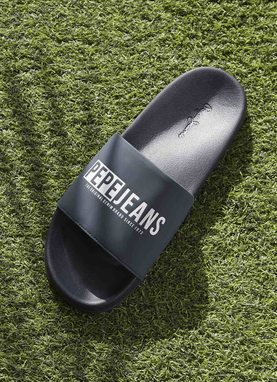Navy Logo Printed Anti-skid Beach Slides, , large image number 0