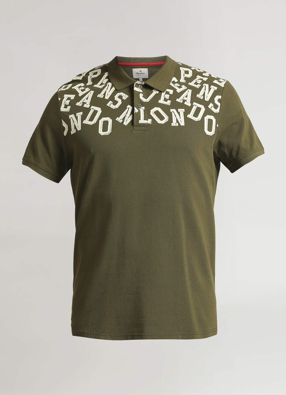Green Typographic Print Short Sleeve Polo , , large image number 6