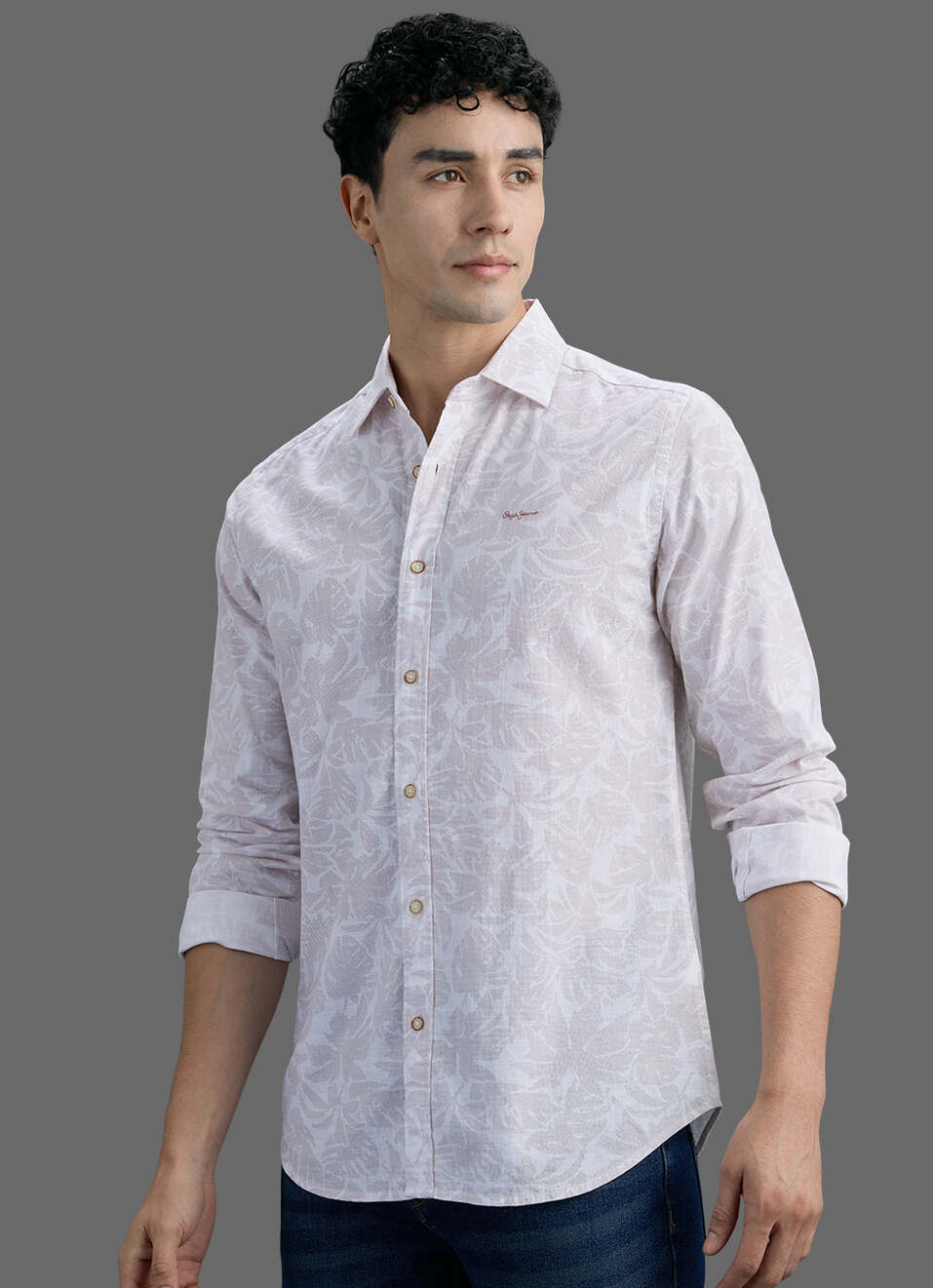 Men White Printed Long Sleeve Shirt, , large image number 7