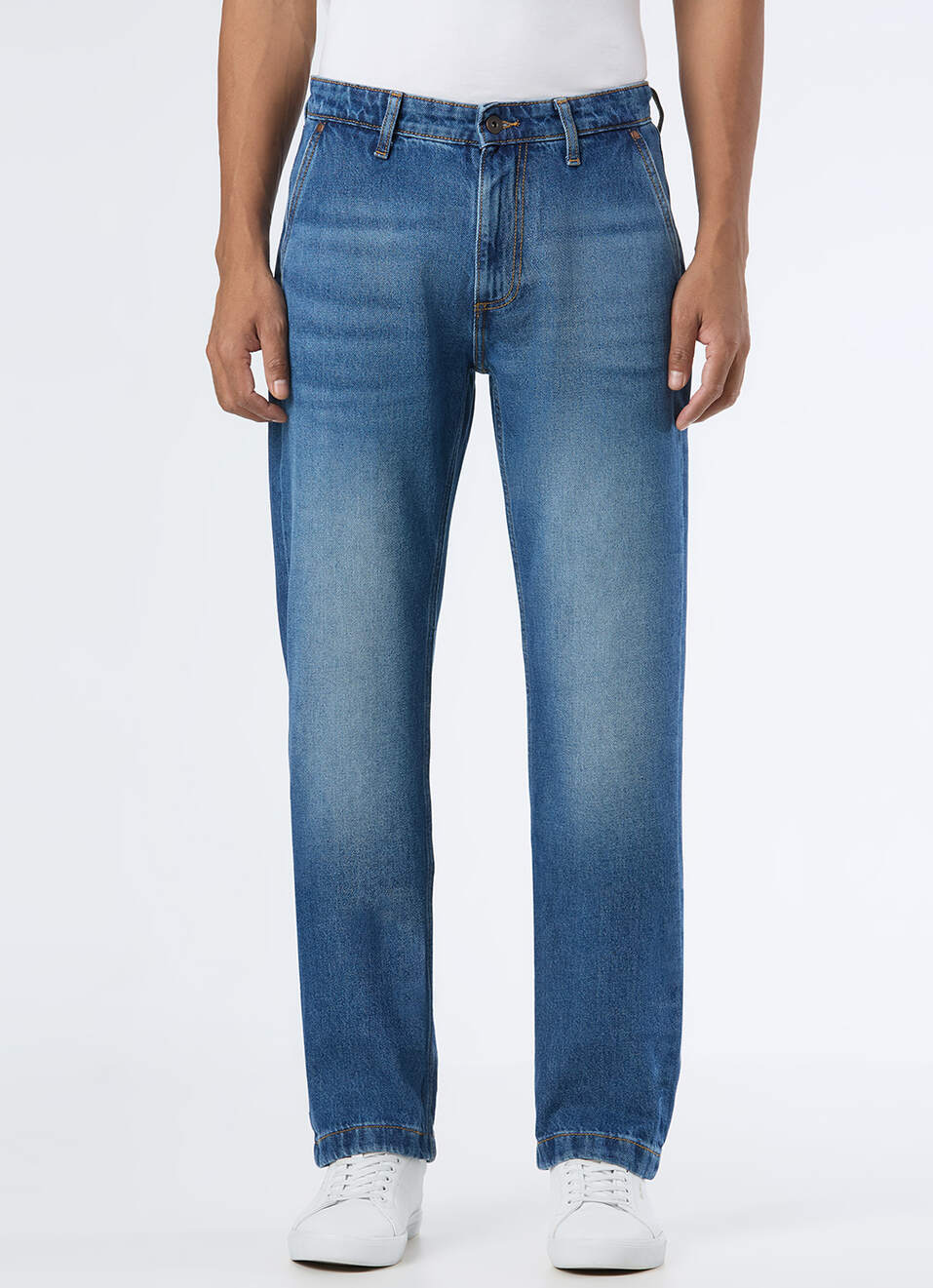Men Blue Mid Rise Straight Fit Jeans, , large image number 6