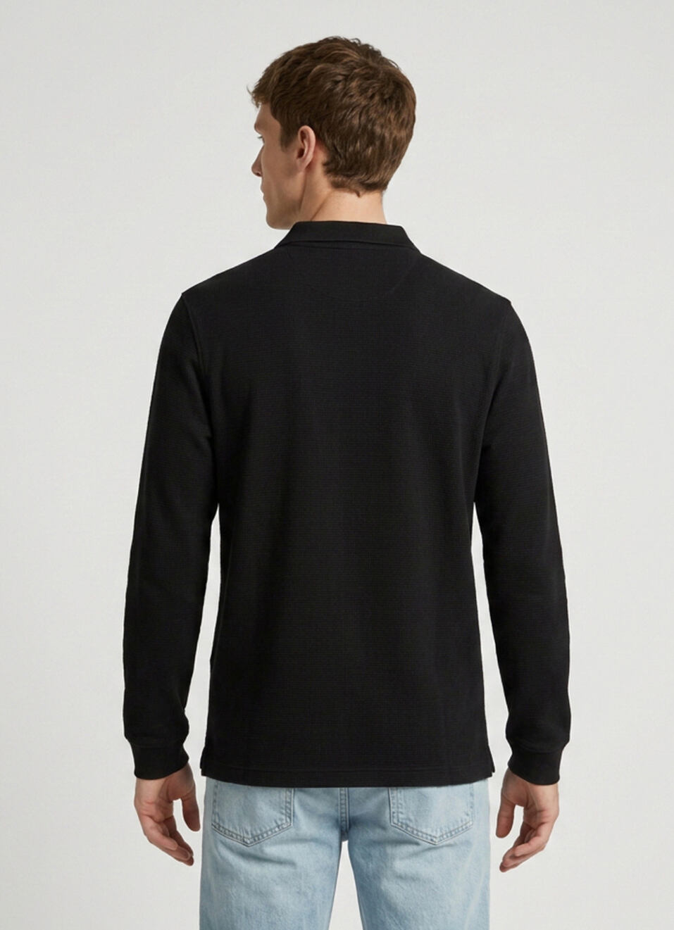 Men Black Solid Polo Collar T-shirt, , large image number 2