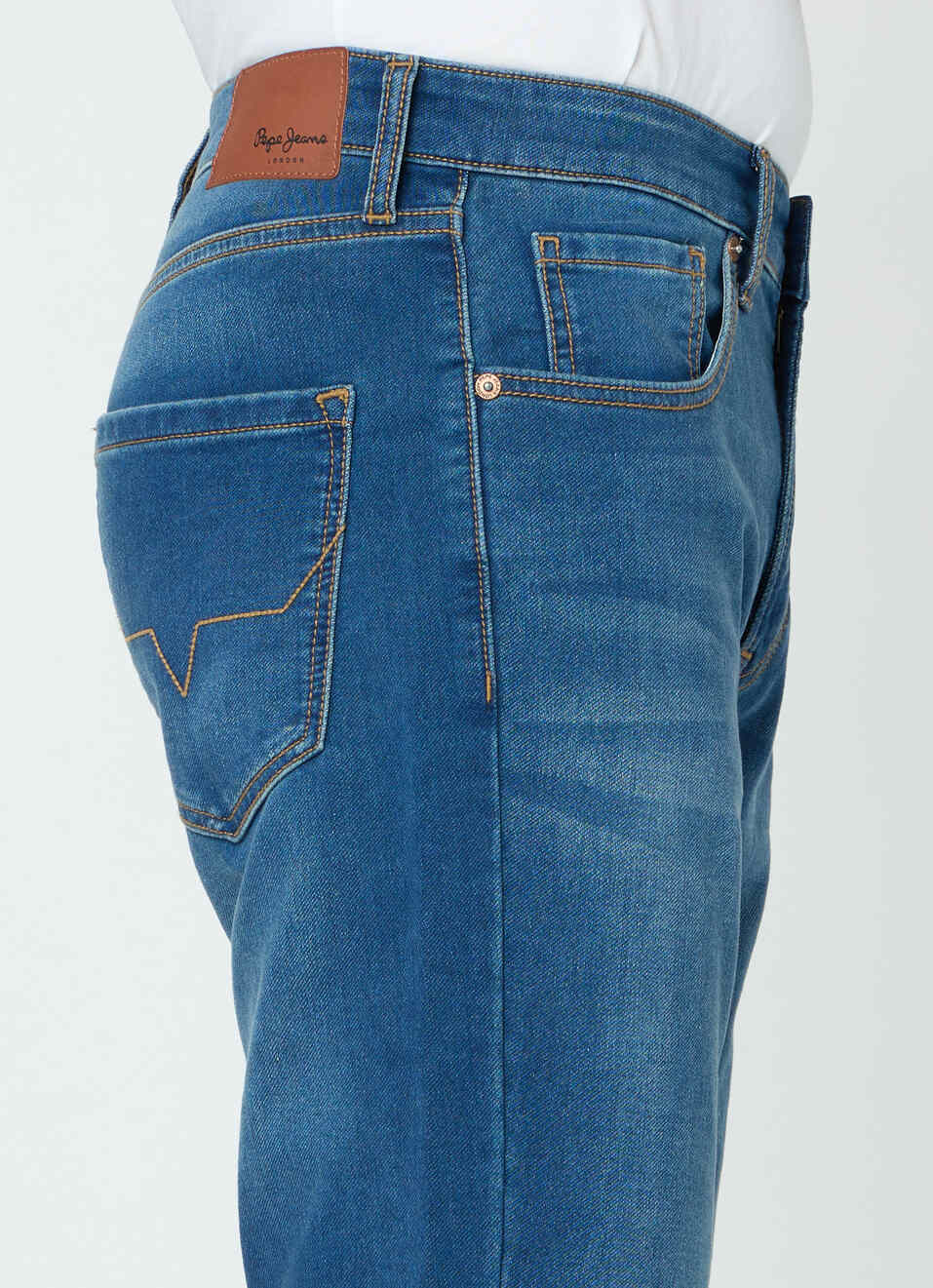 Men Blue Mid Rise Straight Fit Stretchable Jeans, , large image number 4