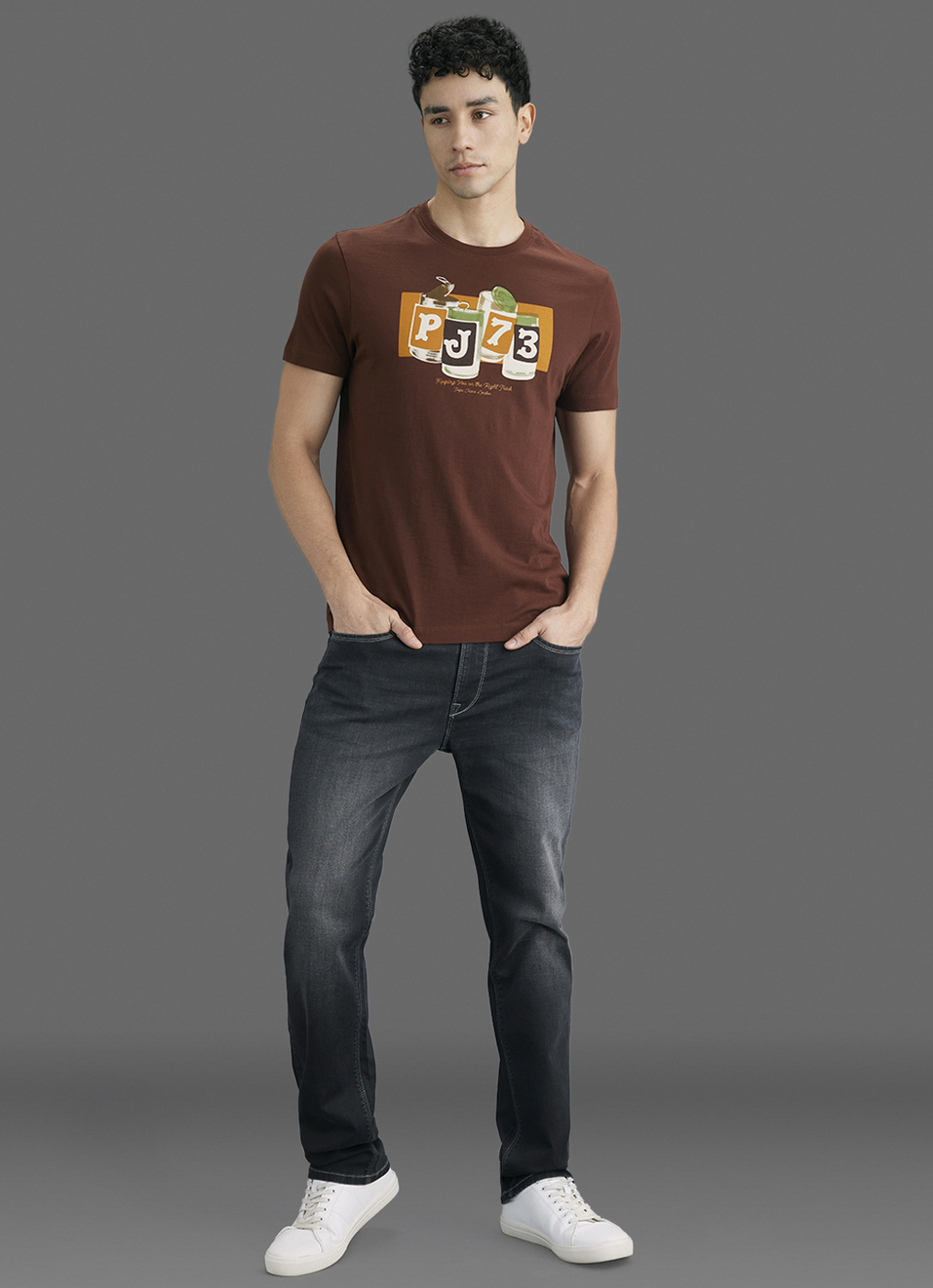 Men Brown Printed Slim Fit Short Sleeve T-shirt, , large image number 2