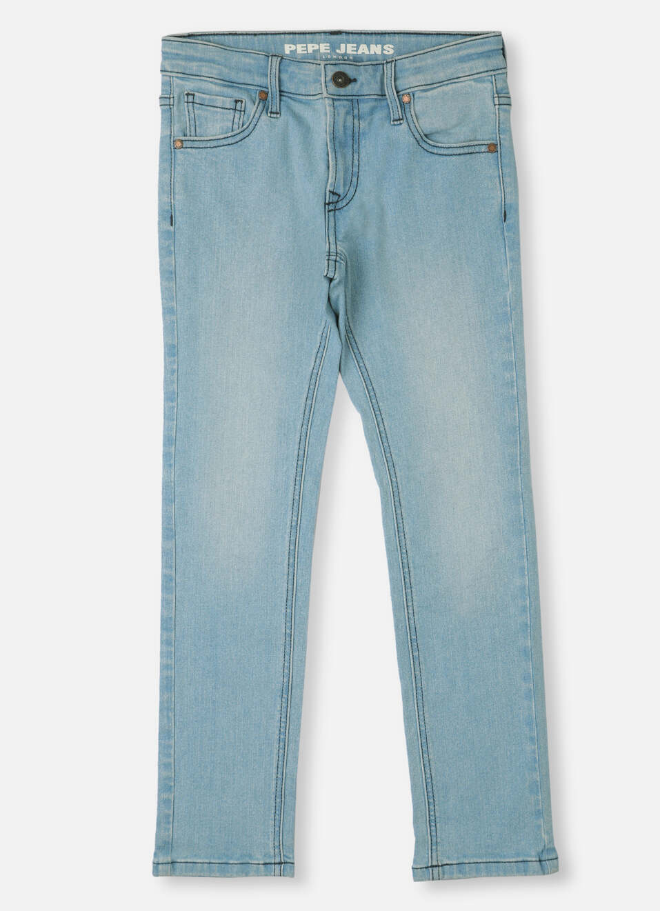 Boys Rivet Blue Mid Waist Straignt Jeans, , large image number 0