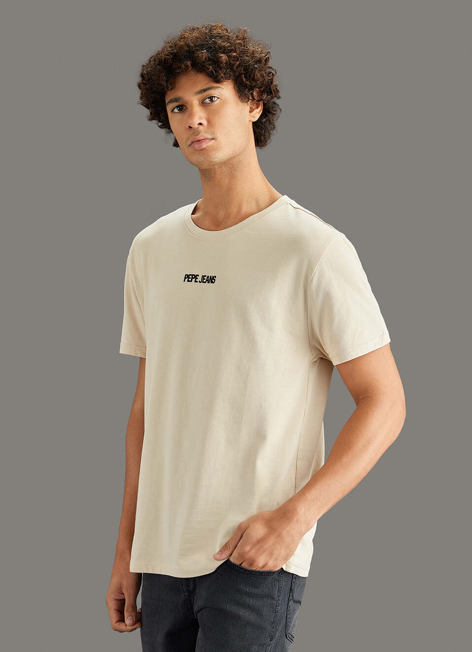 Men Beige Graphic Print Relaxed Fit Crew Neck T-shirt, , large image number 7